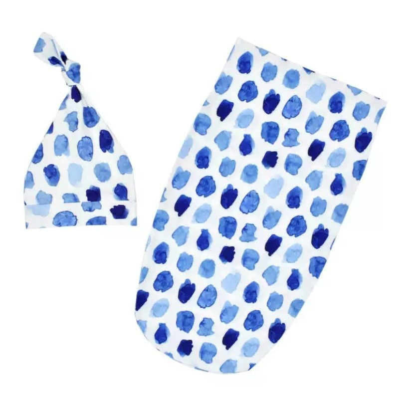 Blissful Blue Swaddle and Beanie Set