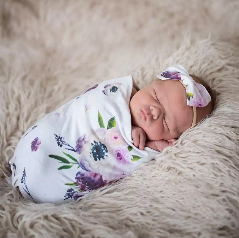 Peony Swaddle & Headband Set