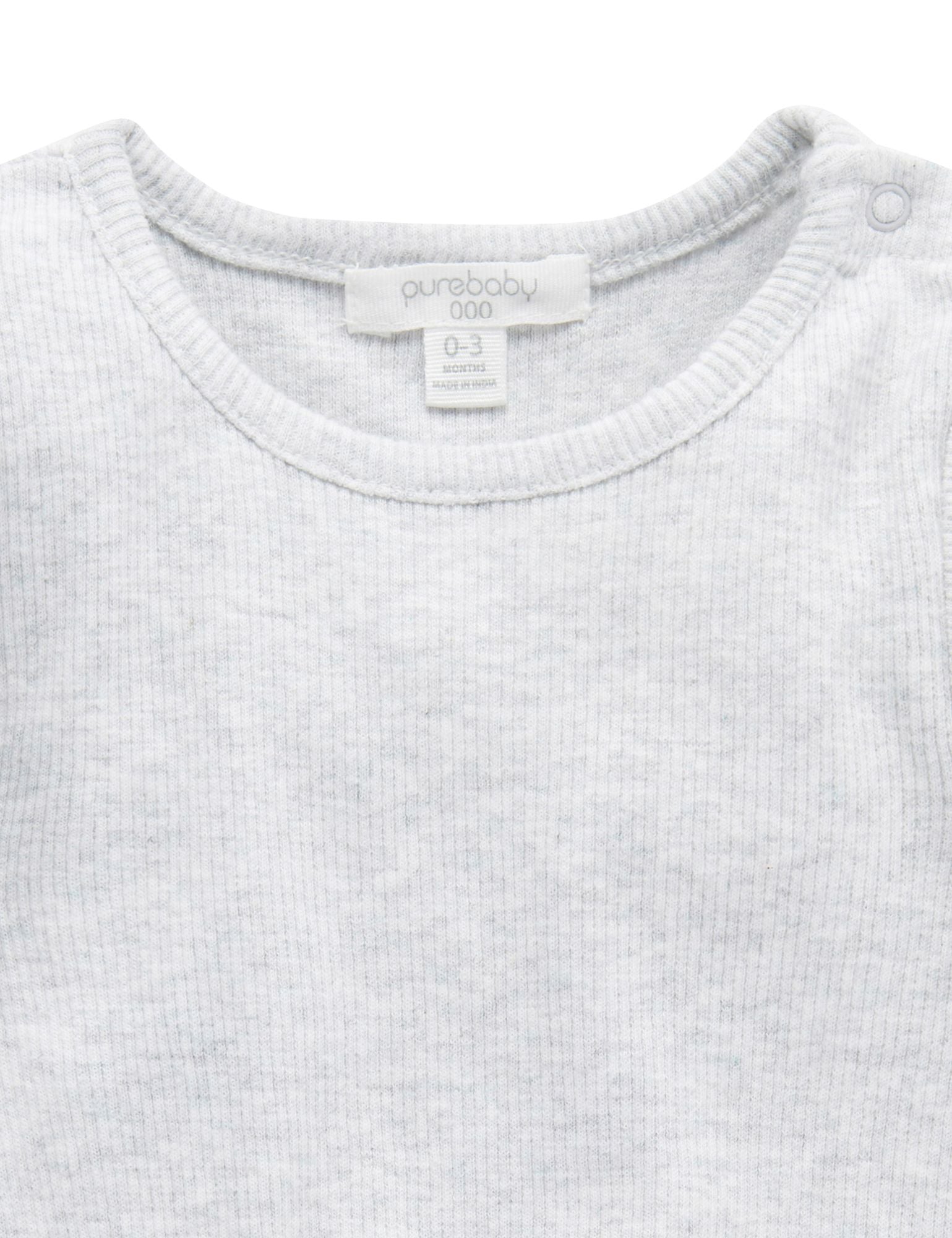 Purebaby Long Sleeve Ribbed Bodysuit – Grey