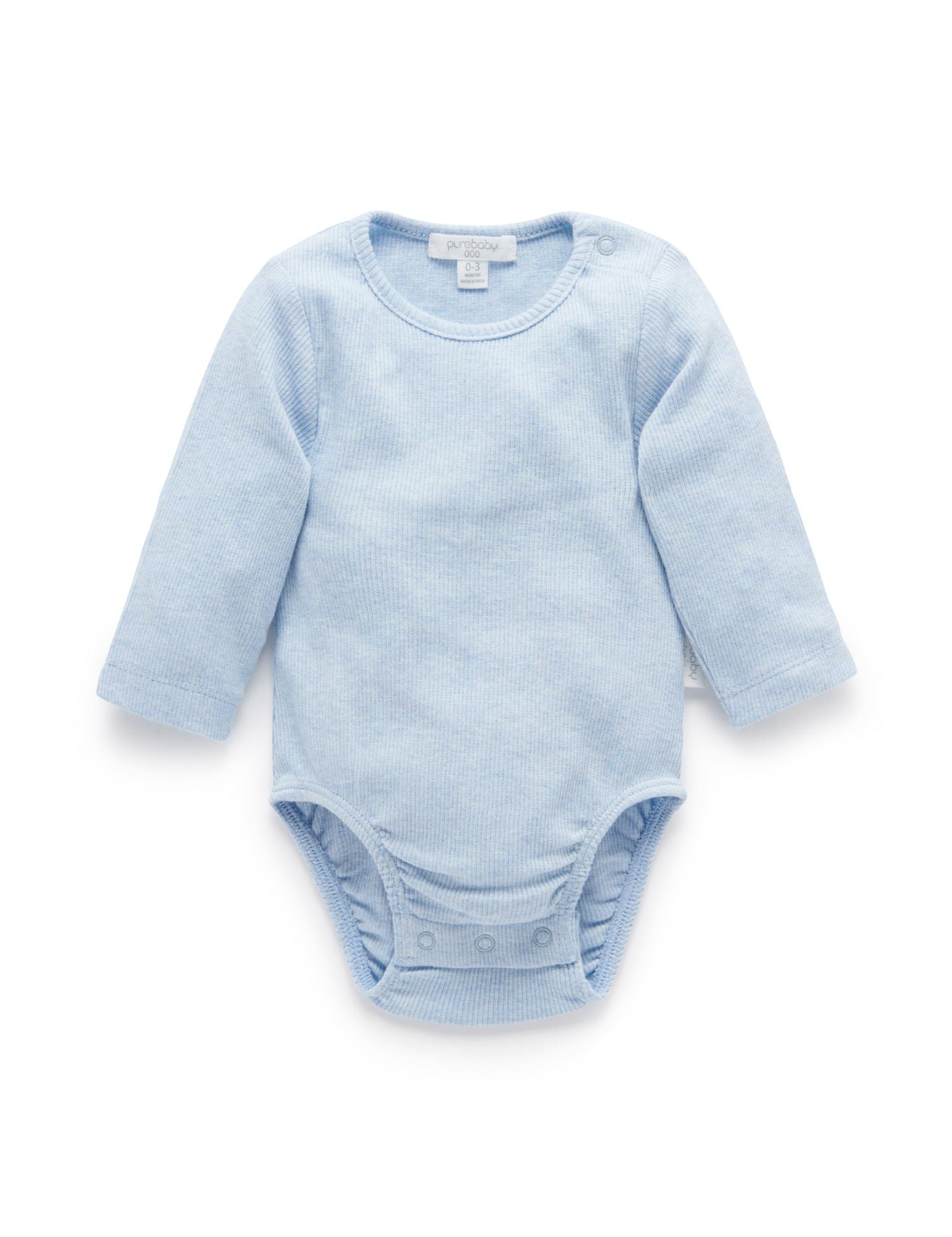 Purebaby Long Sleeve Ribbed Bodysuit – Blue