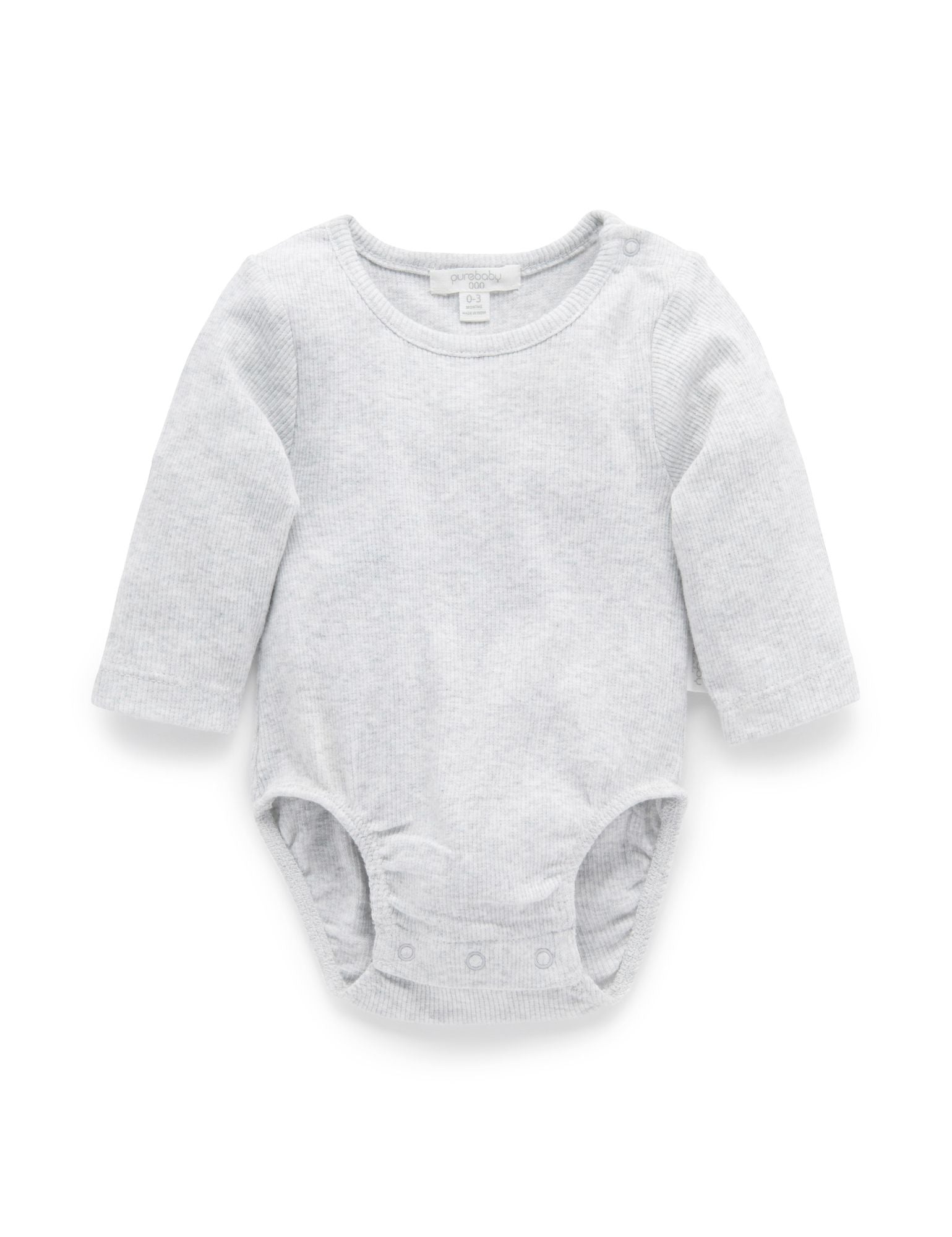 Purebaby Long Sleeve Ribbed Bodysuit – Grey