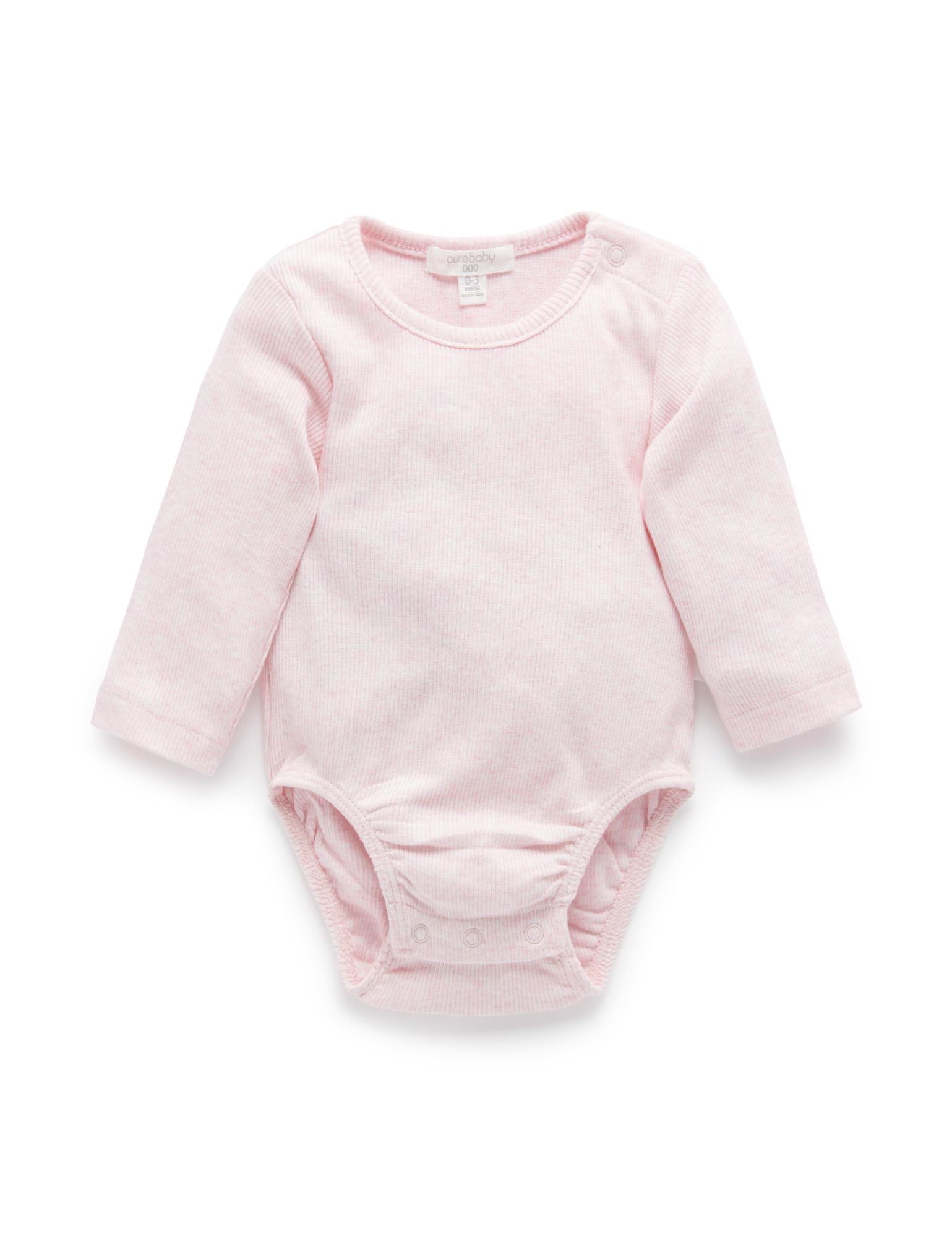 Purebaby Long Sleeve Ribbed Bodysuit – Pink